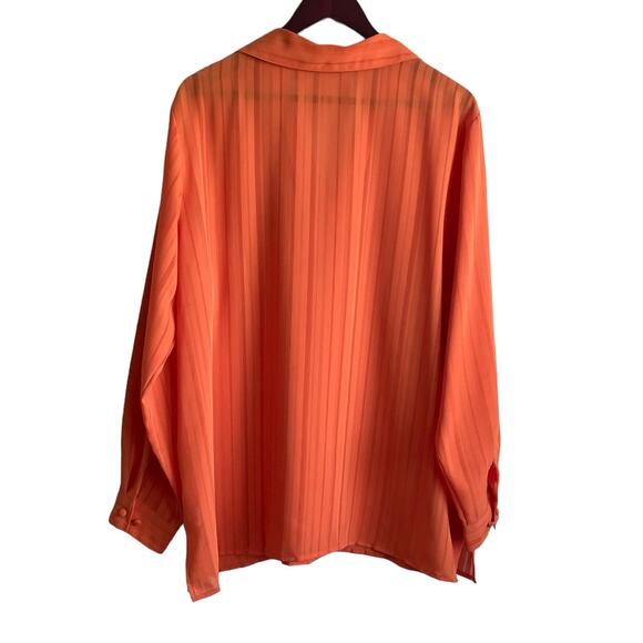 Liz Baker Women Tunic Top 22W Orange Button Up Career Workwear Modern Flowy - Picture 3 of 10